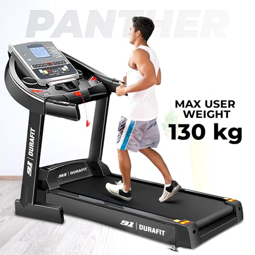 Image of 91-Durafit Panther | 5.5 HP Peak DC Motorized Foldable Treadmill | Auto Incline 18 Level |Max Speed 18 Km /Hr | Max User Weight 130 Kg | Free (DIY) Installation Assistance | Spring Suspension