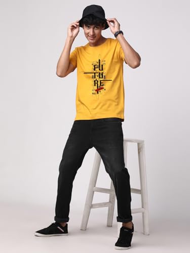 Image of ADRO Men's Graphic Printed 100% Cotton T-Shirt - Regular Fit, Printed T-Shirts for Men