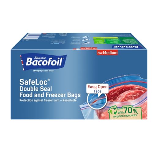 Baco Safeloc Food and Freezer Medium Bags, 3 Litres, 76 Bags