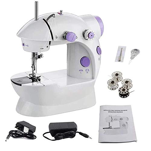 Mini Sewing Machine, Kids Sewing Machine,Portable Electric Handheld Muti-funciton Sewing Machine with Adjustable 2-Speed Double Thread with Foot Pedal, for Household Travel Children Beginner (Purple)