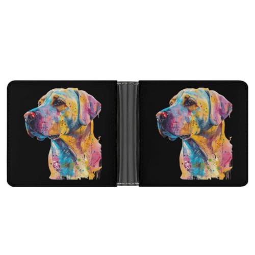 Watercolor Labrador Retriever Funny Men's Slim Bifold Wallet with Multiple Card Slots Front Pocket Purse