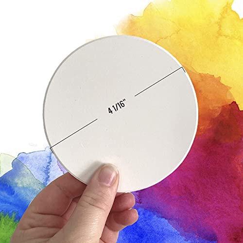 50 Pack Ceramic Tiles For Crafts Coasters, Round White Tiles Unglazed 4-Inches With Cork Backing Pads, For Alcohol Ink Or Acrylic Pouring, Diy Make Your Own Coasters, Mosaics, Painting Projects #TOP1