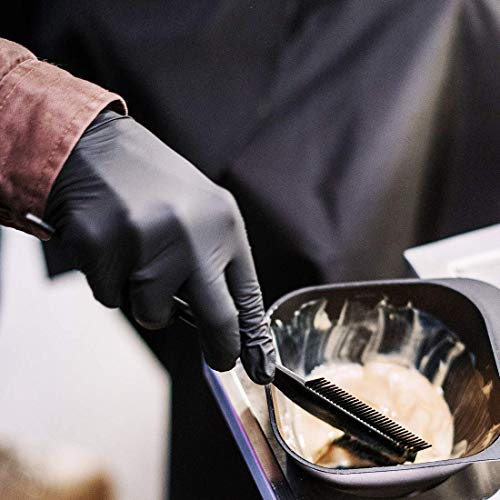100 Pcs Disposable Gloves - Nitrile and Vinyl Blend - Latex and Powder Free - Thick Multipurpose Working Gloves, Black Large