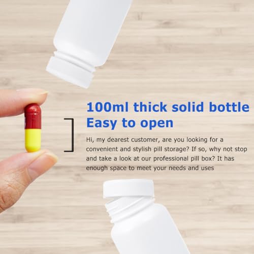 Contenedor de pastillas de polietileno blanco de 100 ml para viaje con 20 unidades 8