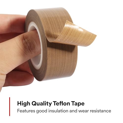 NEZUIBAN Teflon Tape, 2" x 33ft x 0.18mm High Temperature PTFE Coated Fiberglass Adhesive Tape