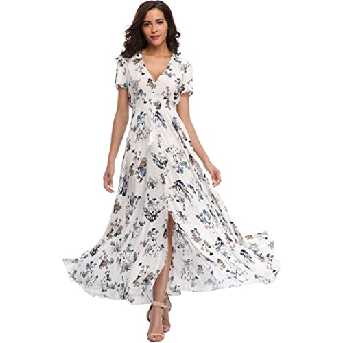 Robe de plage longue fleurie bohème pour femme taille S