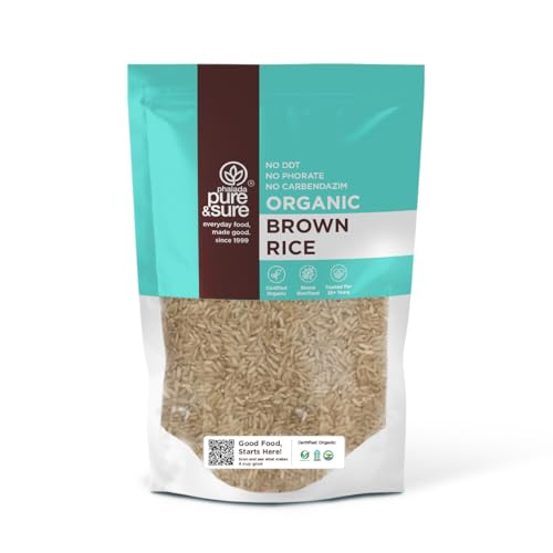 Pure & Sure Organic Brown Rice 2Kg | 100% Naturally Processed & Unpolished Brown Chawal | Rich in Protein & Fiber | Helps to control Diabetes & Blood Pressure| 1Kg each (Pack of 2)