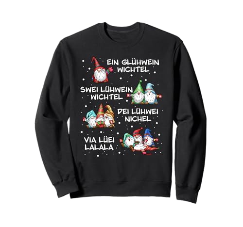 Fusselviecher Unisex Erwachsene Schwarz Sweatshirt Party Weihnachten Glühwein Wichtel Motiv