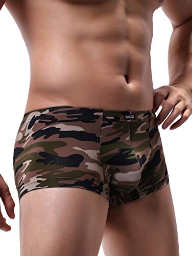 Retroshorts para hombres calzoncillos bóxer elásticos de camuflaje con bolsa de bulto de tiro bajo 5