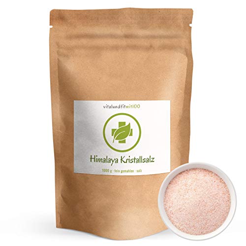 Himalaya Kristallsalz* - 1000 GRAMM (1 kg) - FEIN GEMAHLEN - absolut naturbelassen - Original aus Pakistan - 100% natur pur