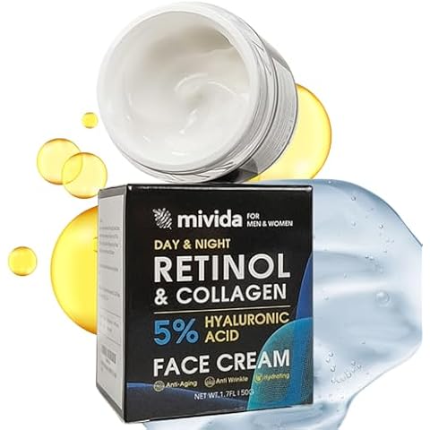Retinol & Collagen Face Cream with 5% Hyaluronic-Acid | Anti-Aging Day & Night Moisturizer for Women & Men | Reduces Wrinkles, Fine Lines, Dryness - 1.7 fl oz Cover