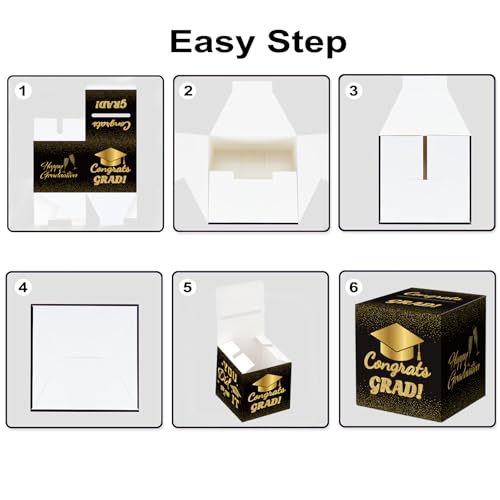 Image of Graduation Card Box 2026 Graduation Party Decorations Congrats Grad Card Boxes Holder for Graduation Gift Graduation Party Favors Decor Party Supplies - Black gold
