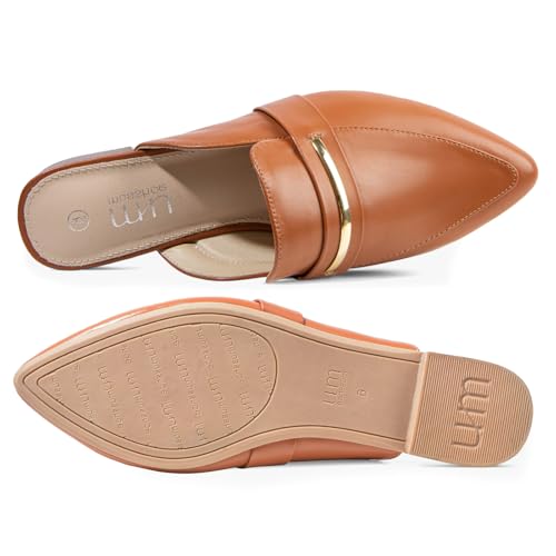 Image of MUSSHOE Mules for Women - Suede Slip On Backless Loafers with Cushioned Insole and Non-Slip Sole, Pointed Toe Flats for Office Work Business Casual