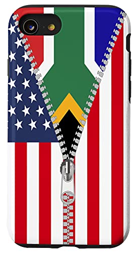 iPhone SE (2020) / 7 / 8 South African America USA flag zip Case