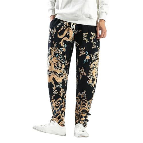 Pantalon homme style chinois ample coton lin vintage tendance