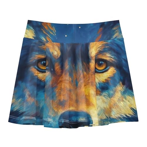 Cool Wolf Blue Starry Night Girls' Shorts Athletic Skorts Skirts with Shorts Navy Little Girl 3t2