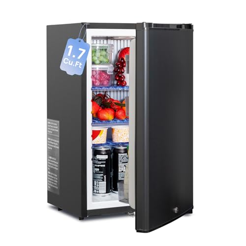Image of Smad No Noise 110V/12V Compact Refrigerator Mini Fridge for RV Truck Caravan Beverage Car Small Fridge with Lock, Reversible Door 1.7 Cu.Ft, Black