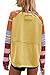 Panadila Womens Striped Long Sleeve Shirt Color Block Raglan Shirt V Neck Patchwork Pullover Tops Casual Cute Top(Yellow,M)