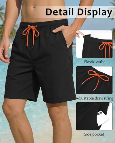 Image of Justay Mens Swim Trunks with Compression Liner 2 in 1 Quick Dry Board Shorts 7 Inch Bathing Suit Swimming Trunks for Men