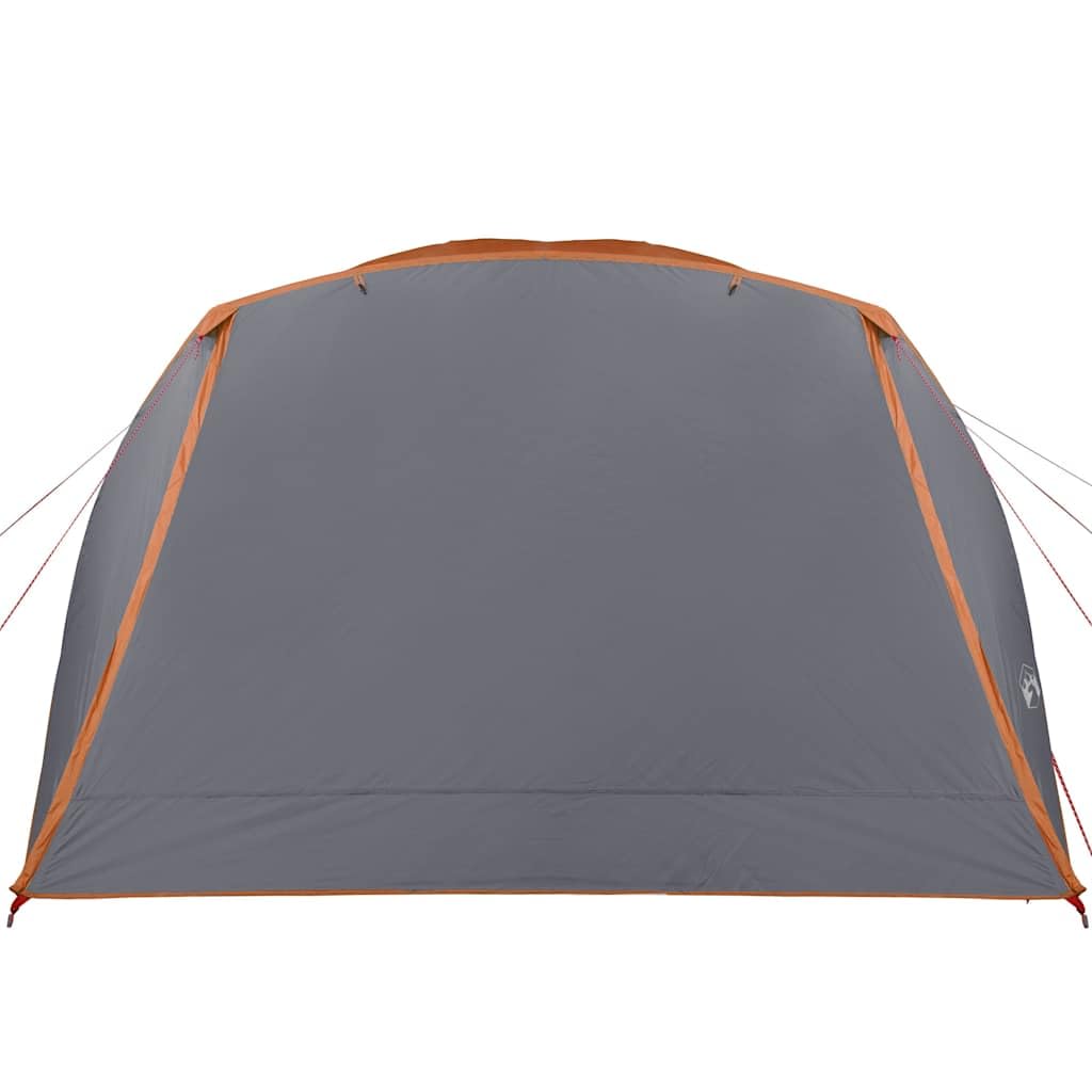 Tenda da Campeggio 6 Persone, Impermeabile con Tettorino, Grigio/Arancione, 2 Porte + Veranda, Design Ventilato, per Famiglie e Pesca, 412 x 370 x 190 cm