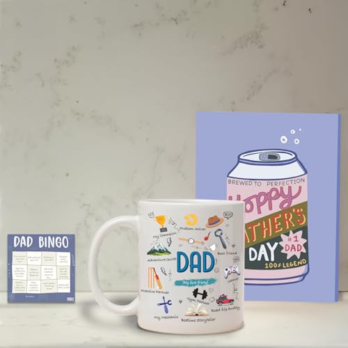Image of Party Propz Father's Day Gift Hamper for Dad - 3 Pcs Set with Greeting Card, Fridge Magnet, and Coffee Mug - Thoughtful Father's Day Gift Box for Dad, Grandpa, Father-in- Law