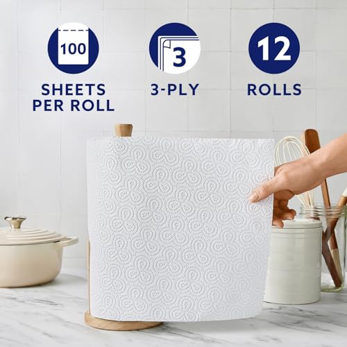 by Amazon Multipurpose Kitchen Roll, 3-Ply, XXL Household Towel, 12 Rolls (Pack of 1), 100 Sheets per Roll, FSC Certified - Image 6