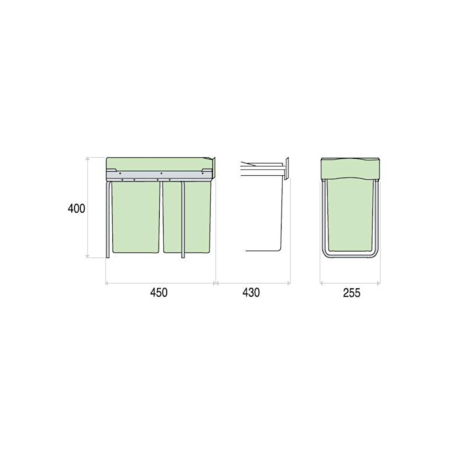 Victory Einbau-Abfallsammler Double-Man Deluxe 28 Liter in Alugrau Vollauszug Mülleimer