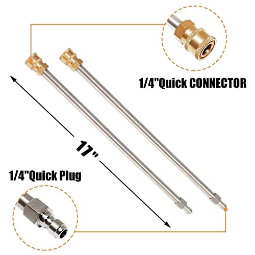 Kit de limpieza de superficies a presión, 4000 PSI de acero inoxidable giratorio plano con ruedas, enchufe rápido de 1/4 pulgadas, 2 varitas de extensión para entrada, acera, limpieza de patio