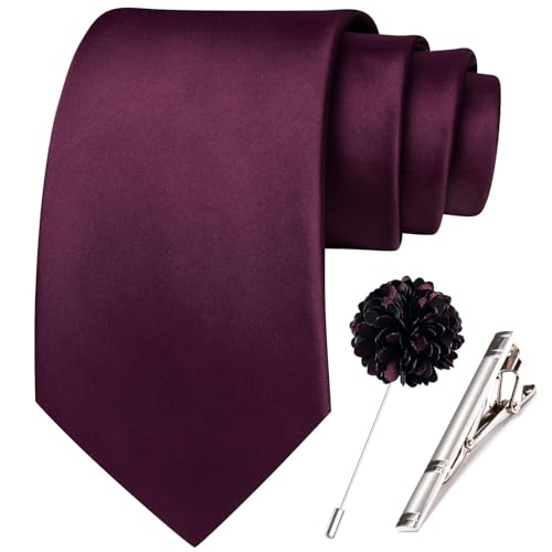 Image of Hi-Tie Men's Extra Long Solid Satin Tie Set 63 Inch /70 Inch Formal Necktie