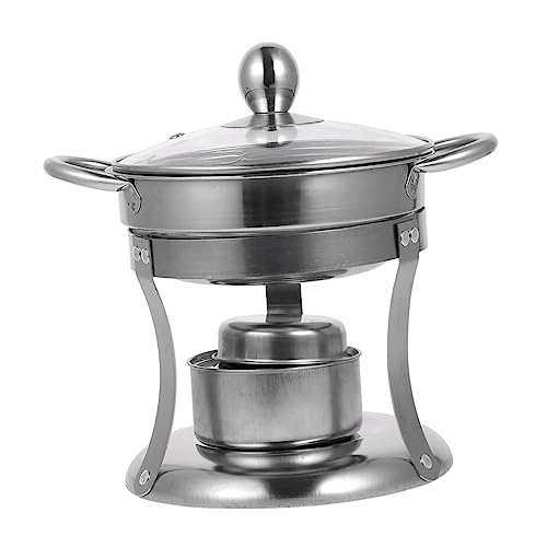 ifundom 1 Juego Mini Estufa de Alcohol pava portátil cocinando Cacerola Antiadherente Mini Maceta Olla de Estufa de Alcohol clásica Olla Caliente para Uso doméstico Acero Inoxidable Plata