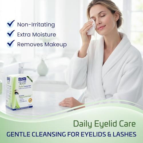 Image of Dr. Fischer Eyelid Wipes - Purified, Non-Irritating, Pre-moistened Eye Wipes for Cleansing Sensitive Skin. Hypoallergenic Make-up Remover (30)