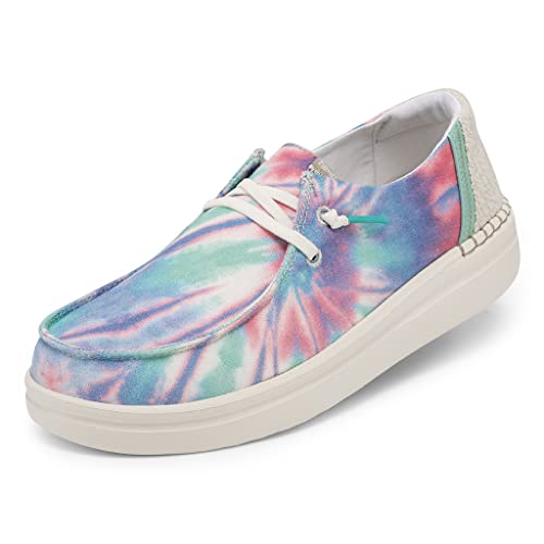 Image of Hey Dude Women's Wendy Rise Moc Toe Shoes, Candy Tie Dye, 5 UK
