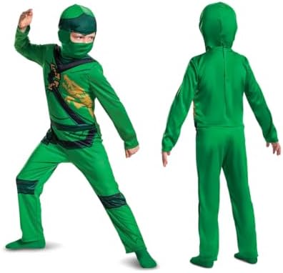 DISGUISE Official LEGO Ninjago Costume Kids, Ninja Costume Kids Boys Children, Lloyd Ninjago Costume Green, World Book Day Fancy Dress Up Suit Outfit