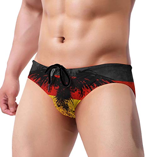 German Flag Bird Mens Swim Briefs Drawstring Bikini Sport Swimsuit Black