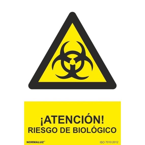Señal industrial ¡Atención! Riesgo Biológico (tintas UV) SEKURECO