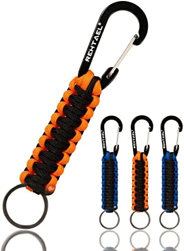 Heavy Duty Paracord Keychain Carabiner Strap, Military Braided Rope Keychain Lanyard W/Hook Clip D Ring for Men Women, Car Keys Backpack Knife Water Bottle, Camping Hiking Fishing Accessories