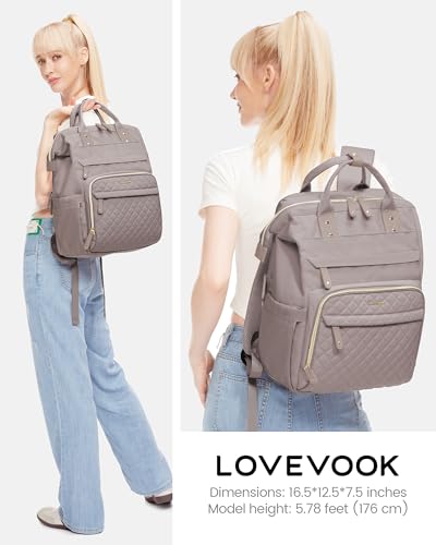 Image of LOVEVOOK Laptop Backpack for Women, 15.6'' Waterproof Nurse Bag Teacher Work Backpack Purse for Women, Travel Computer Backpack for College Office Business Ladies