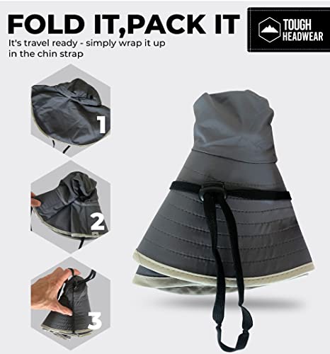 Tough Headwear Wide Brim Sun Hat For Men & Women - Mens Boonie Hats, Hiking, Landscaper Hat - Waterproof Sun Hat Dark Gray #TOP6