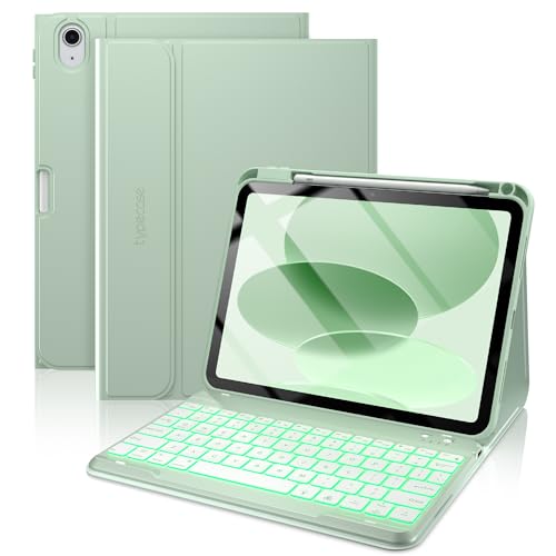 Image of typecase Folio Keyboard Case for iPad 10th Gen 10.9 inch (2022) and iPad 11th (A16, 2025), Magnetic Wireless Detachable Keyboard, 7-Color Backlight, Thin & Light, Pencil Holder - Sage Green