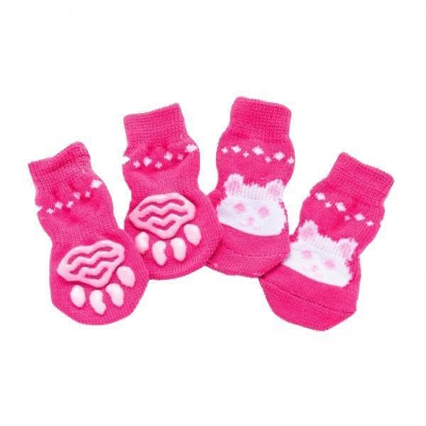 2x4 Cute Pet Cat Puppy Dog Socks Anti-Slip S, 2 Pcs