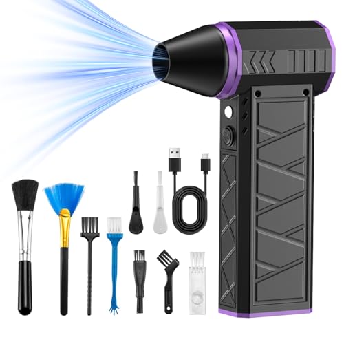 Compressed Air Duster, Upgrade 149000RPM High-Power Electric Dust Fan, 4-Gear Adjustable Mini Dust Blower with LED Light, Rechargeable Air Duster Cleaner for PC, Car Interior, Household
