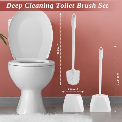 Image of FoldTier 30 Sets Toilet Holder and Brush Set 16.14 Inch Toilet Bowl Cleaner Brush with Caddy Bathroom Scrub Plastic Scrubber with Long Handle for Bathroom Cleaning, Easy to Assemble (White)