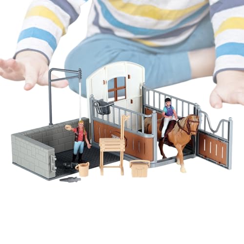 Caja De Juego Para Caballos - Kit De Establo Realista, Caja De Juego Educativo Para La Granja | Figuras De Caballos Detalladas Y Caja De Establo, Accesorios De Juego Imaginativos para, Ocio E