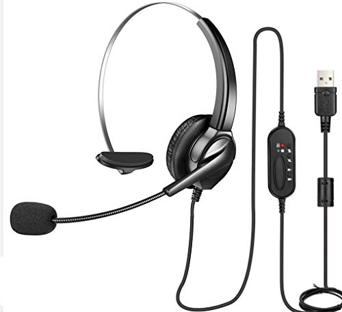 USB-Headset mit Mikrofon und Geräuschunterdrückung und Audio-Steuerung, USB-PC-Kopfhörer, super leicht und bequem für Geschäftskonferenzen,