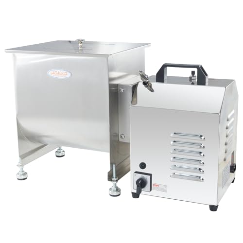 Image of Hakka 15lb /7.5L Electric Meat Mixer, Stainless Steel 10L Capacity Fixed Tank Commercial Meat Mixer with Motor for Sausage Restaurant Food Processing Equipment