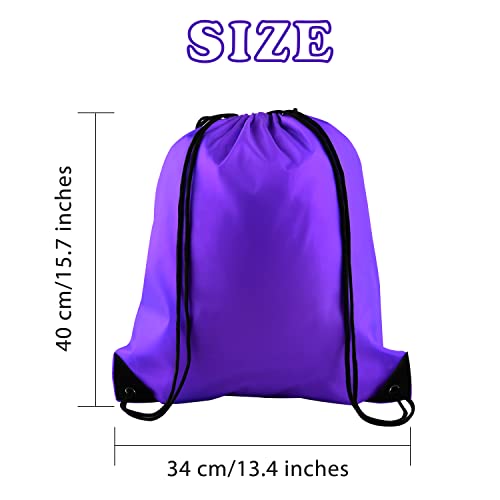 Image of KUUQA 60Pcs Purple Drawstring Backpack Bag Bulk Drawstring Bags String Bags Storage Bags Gym Backpack for Sport Gym Traveling
