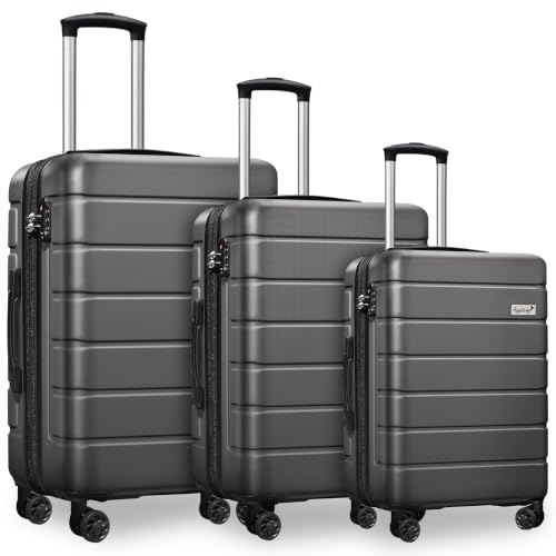 Image of KEYTANG 3-Piece Hardshell Luggage Set(20 /24 /28), Lightweight Expandable Suitcase with TSA Lock and Double Spinner Wheels, 20% Expansion for Extra Packing, Carry-On and Checked Bags, Gray