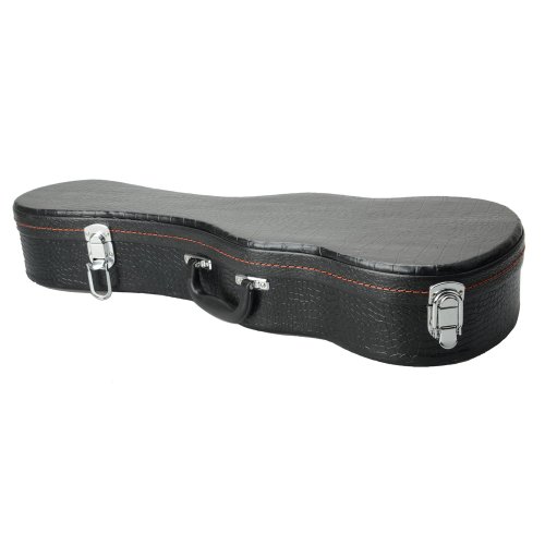 LYKOS Student 23\" Concert Python Pattern Leather Ukulele Case Classic Hard Case (Black)