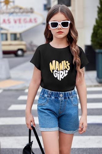 Image of Arshiner Girls Shirt Crop Tops Short Sleeve Summer Drop Shoulder Batwing Sleeve Crewneck Loose T Shirt Tee