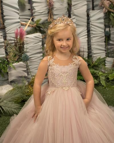 Tulle Flower Girl Dress Applique Prom Dress Back Bow Pageant Dresses for Girls Party Ball Gowns HY00464